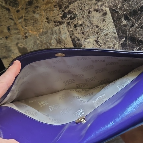 Michael Kors Dark Purple Patent Leather Shoulder Bag - Picture 10 of 12